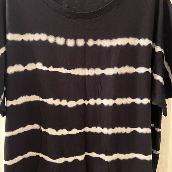 AllSaints Tystripe Cori Tee Black & White Stripe Tie-Dye Oversized T-Shirt XS/S - Picture 5 of 12